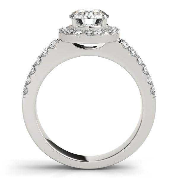 14k White Gold Halo Diamond Engagement Ring With Double Row Band (1 3/8 cttw) Product Image