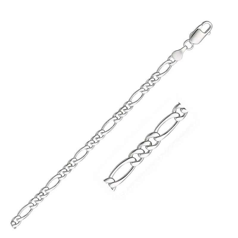 14k White Gold Solid Figaro Bracelet (3.80 mm) Product Image