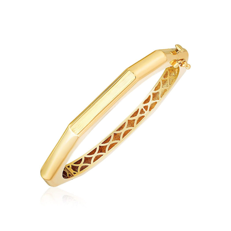 14k Yellow Gold High Polish Geometric Bangle (6.10 mm) 14K yellow gold geometric high polish slip-on bangle, 6.10 mm width