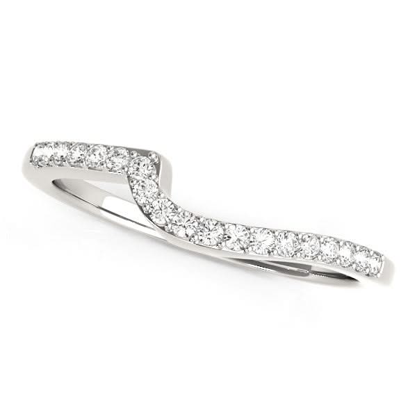 14k White Gold Curved Design Round Diamond Wedding Band (1/4 cttw) 14K white gold ring with round diamond stones in a curved row