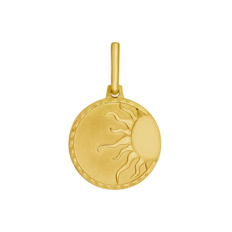 14K Yellow Gold Polished Sun Token Charm Pendant 14K yellow gold polished sun token charm pendant with fixed bail