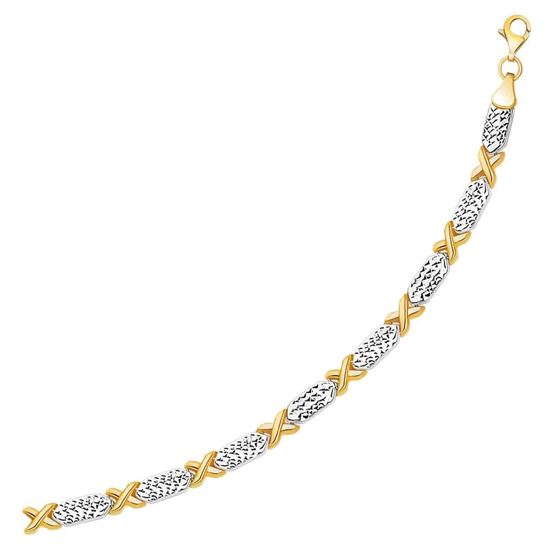 14k Two-Tone Gold Fancy X Line Bracelet (4.80 mm) Product Image