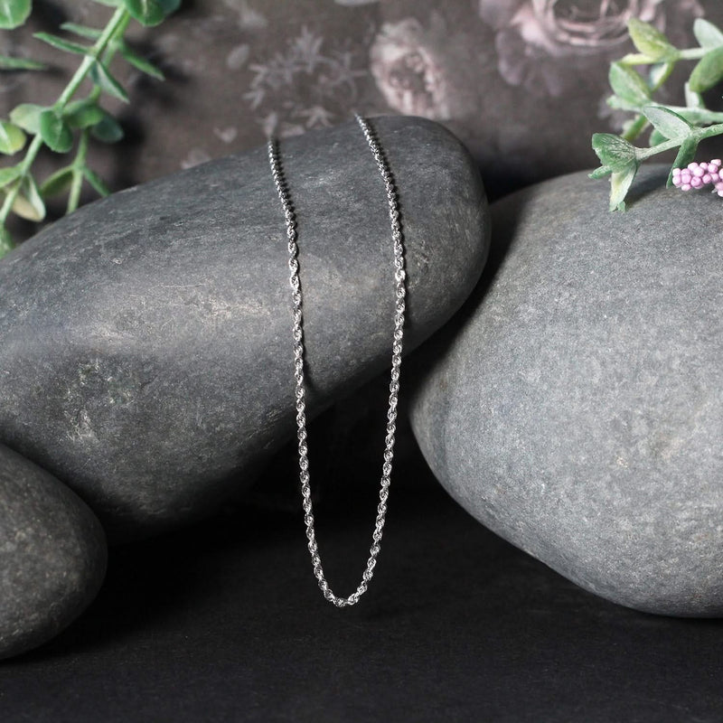 10k White Gold Solid Diamond Cut Rope Chain (1.40 mm) Product Image