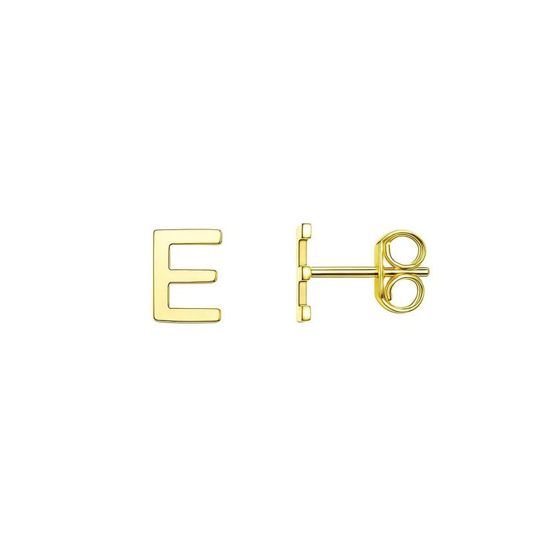 14K Yellow Gold Yours Truly Initial E Stud Earrings 14K yellow gold initial E stud earrings in polished solid gold