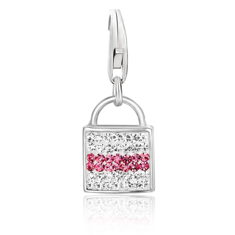 Sterling Silver Handbag Charm with Multi Tone Crystal Embellishments Sterling silver 925 handbag charm with multi-tone crystal embellishments