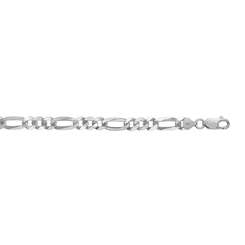 Rhodium Plated Sterling Silver Figaro Style Chain (8.10 mm) Product Image