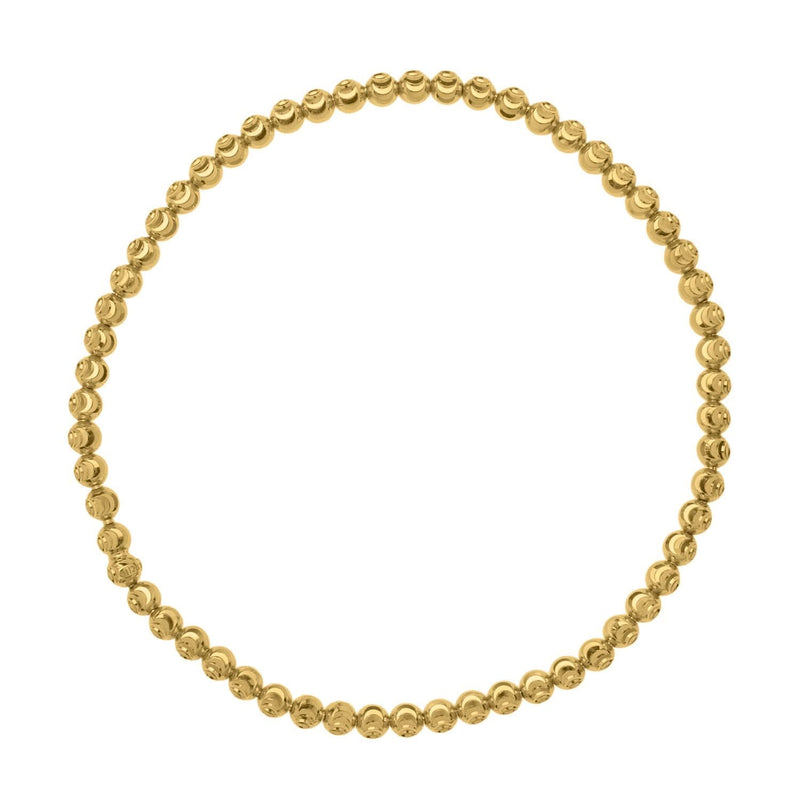 Moon Cut Bead Stretch Bracelet in 14K Yellow Gold (2.90 mm) 14K yellow gold moon-cut bead stretch bracelet in 2.90 mm faceted gold beads
