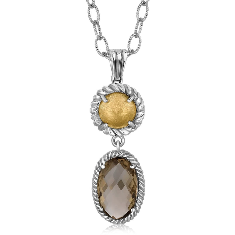 18K Yellow Gold and Sterling Silver Drop Pendant 18K yellow gold and sterling silver drop pendant with two-tone finish