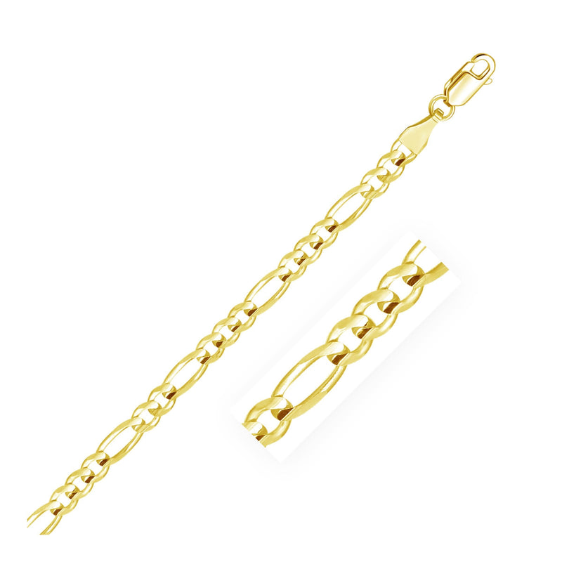 10K Yellow Gold Solid Figaro Chain (4.50 mm) 10K yellow gold Figaro chain with 4.50 mm alternating solid links