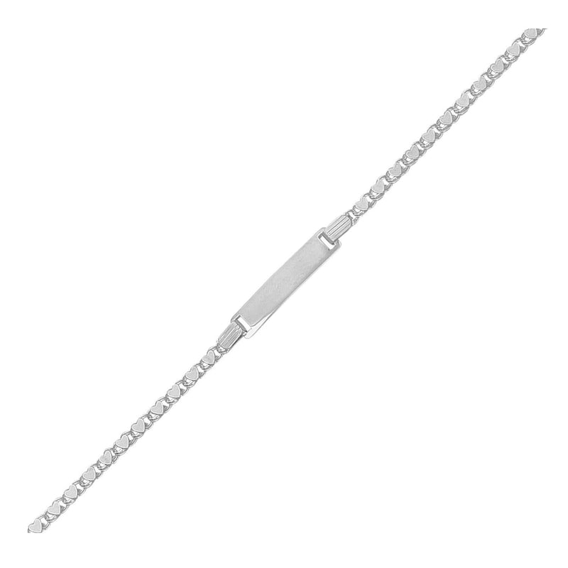14k White Gold Childrens Heart Link ID Bracelet 14K white gold children's ID bracelet with heart-shaped links