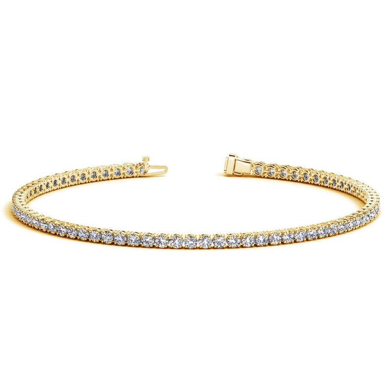 Lab Grown Round Diamond Tennis Bracelet in 14k Yellow Gold (2 cctw F/G VS2/SI1) 14K yellow gold tennis bracelet with round lab grown diamond stones