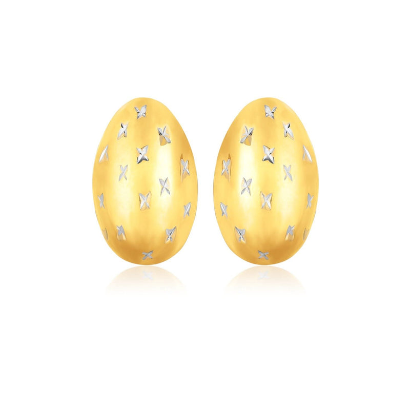 14K Yellow Gold Sparkle Kiss Diamond-cut Oval Stud Earrings 14K yellow gold stud earrings with oval diamond-cut stones