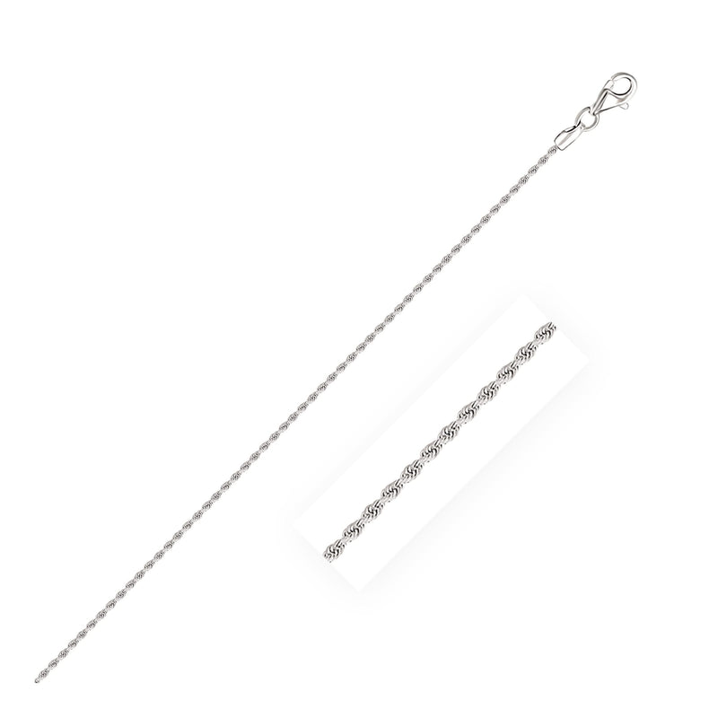 10k White Gold Solid Diamond Cut Rope Chain (1.60 mm) Product Image