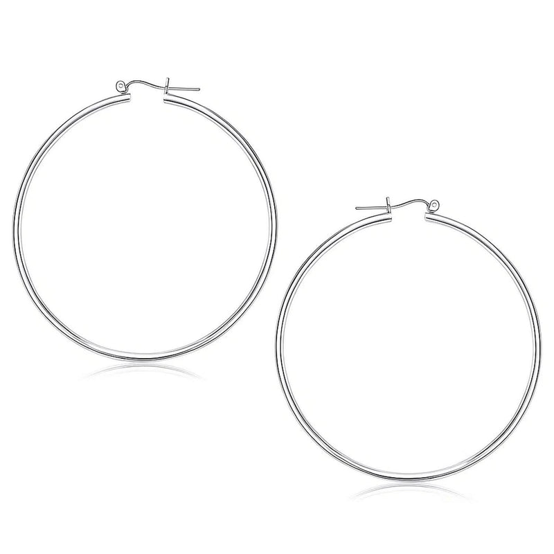 14k White Gold Polished Hoop Earrings (60 mm) 14K white gold polished hoop earrings, 60 mm, no stones