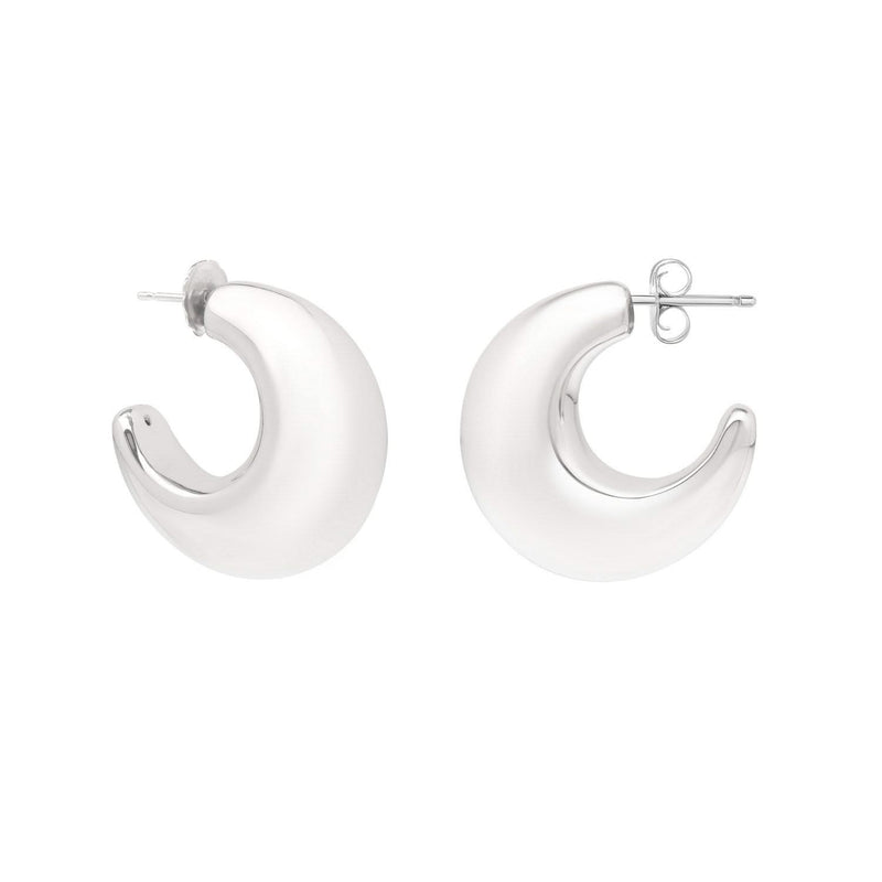 Sterling Silver Half Moon Hoop Earrings Sterling silver 925 half moon hoop earrings with polished closed design