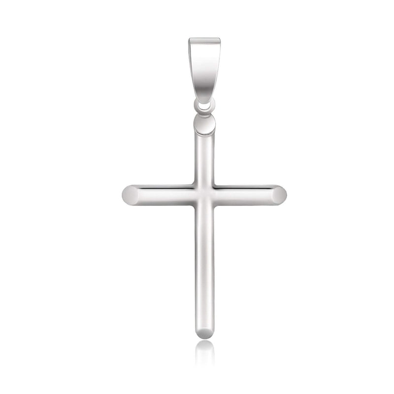 14k White Gold Slim Cross with Tapered Ends Pendant 14K white gold slim cross pendant with tapered ends and polished finish