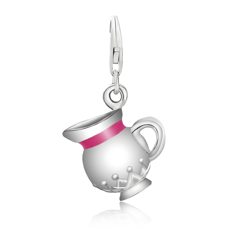 Sterling Silver Water Jug with Pink Enamel Accent Charm Sterling silver water jug charm with pink enamel accent panel