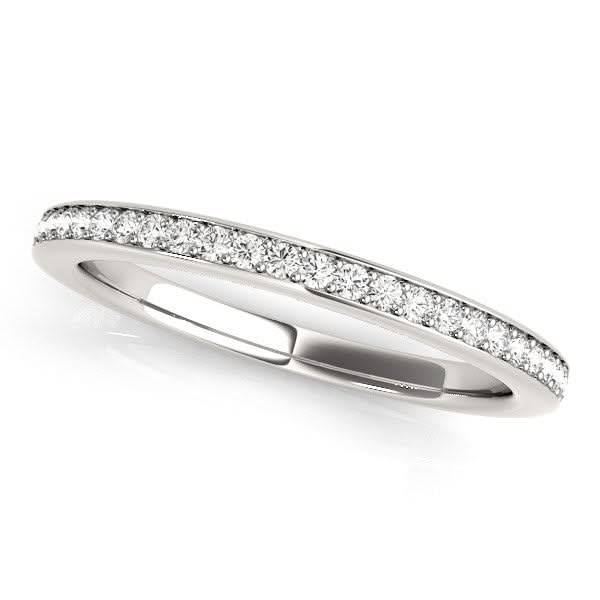 14k White Gold Simple Diamond Wedding Ring (1/4 cttw) 14K white gold wedding ring with small round diamond stones