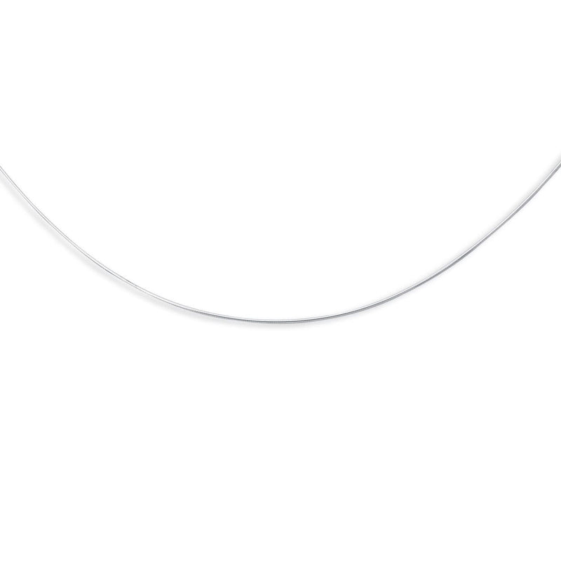 14k White Gold Thin Motif Round Omega Necklace Product Image
