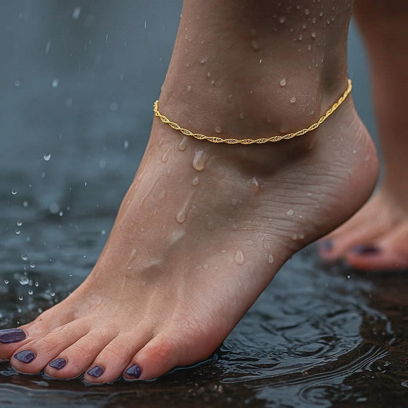 10k Yellow Gold Singapore Anklet 1.5mm Product Image