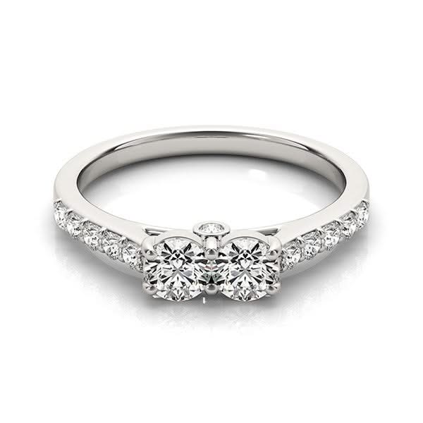 14k White Gold Round Two Stone Diamond Ring (3/4 cttw) Product Image