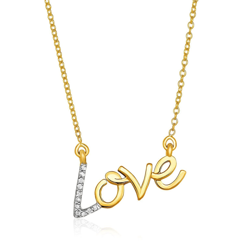 14k Yellow Gold 18 inch Necklace with Gold and Diamond Love Symbol Product Image