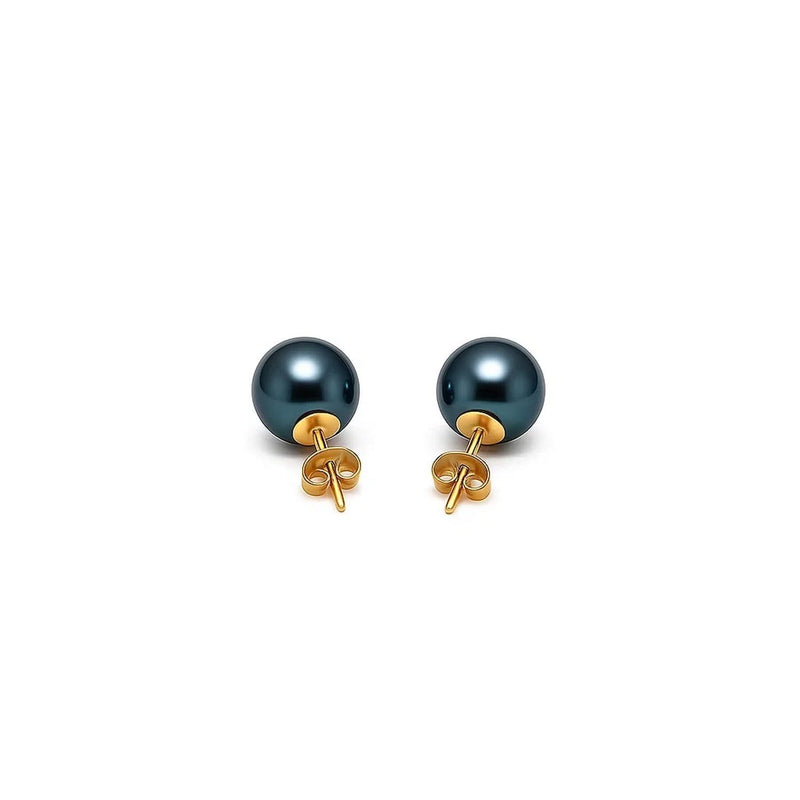 14k Yellow Gold Cultured Black Pearl Stud Earrings (7.0 mm) Product Image
