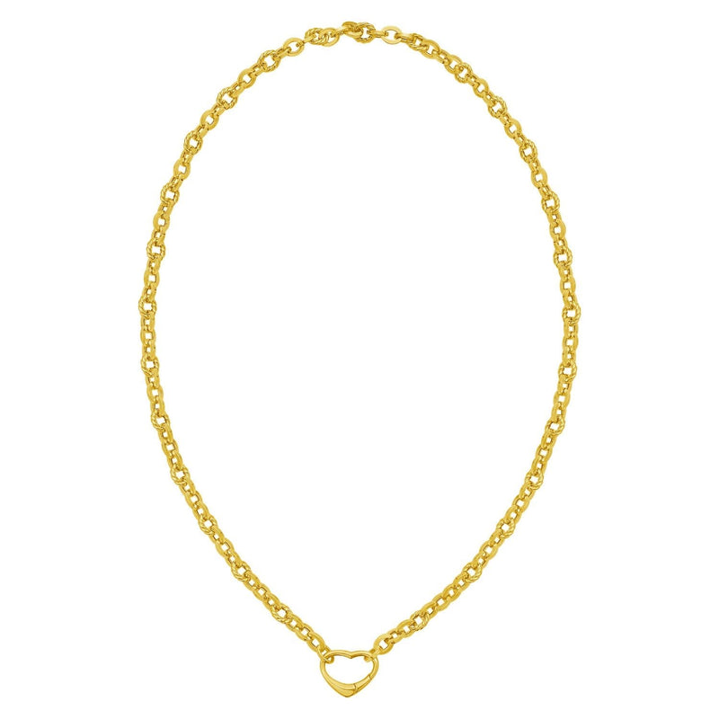 14K Yellow Gold Heart Lock Charm Necklace (5.80 mm) 14K yellow gold heart lock charm necklace with heart-shaped pendant
