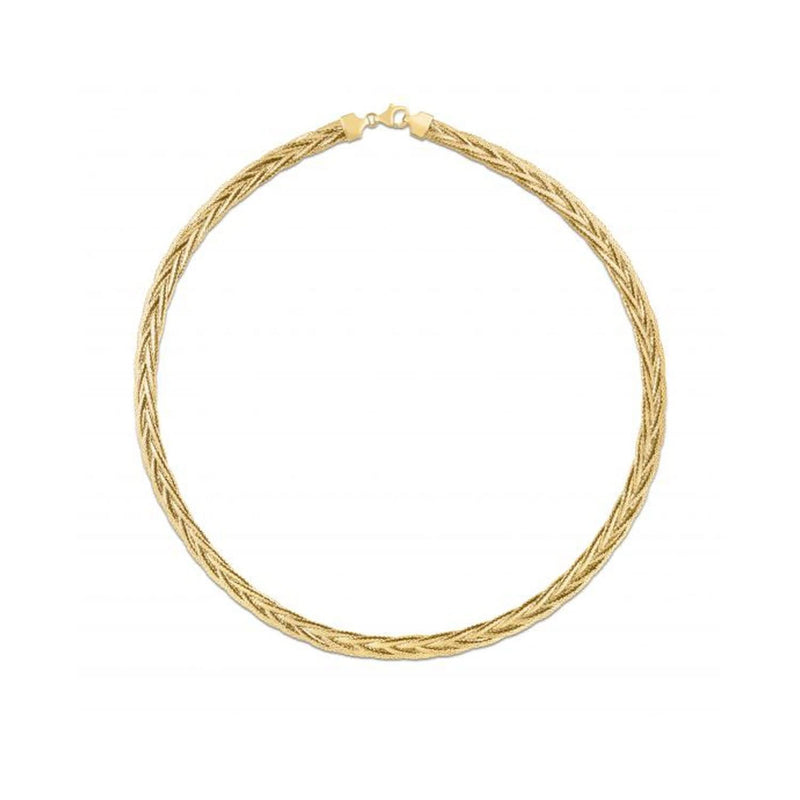 14k Yellow Gold Rapunzel Woven Necklace 14K yellow gold woven Rapunzel necklace with braided rope-textured links