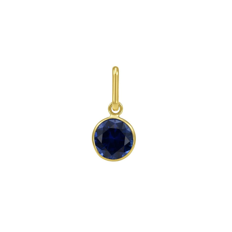 14K Yellow Gold Round Blue Sapphire Charm Pendant 14K yellow gold pendant with round blue sapphire stone