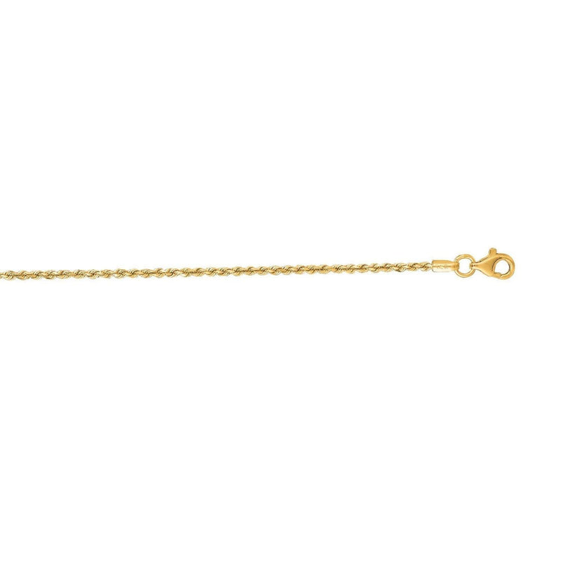 14k Yellow Gold Diamond Cut Rope Anklet 1.5mm 14K yellow gold diamond-cut rope anklet in a slim 1.5mm width