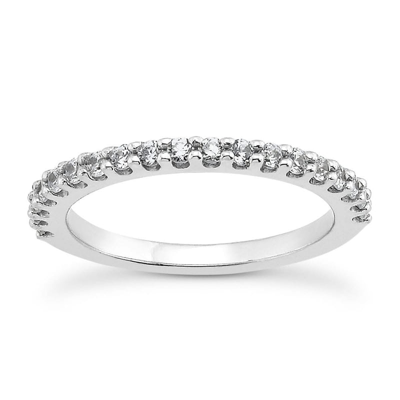 14k White Gold Shared Prong Diamond Wedding Ring Band with U Settings 14K white gold wedding ring band with shared prong round diamond stones