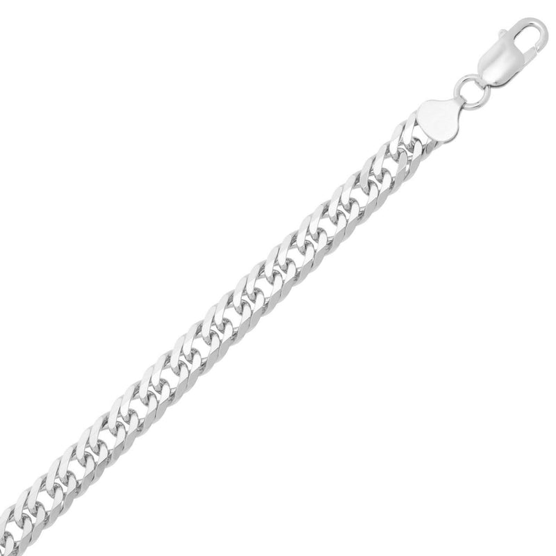Sterling Silver Rhodium Plated Flat Miami Cuban Chain (7.80 mm) 925 sterling silver rhodium plated flat Miami Cuban chain, 7.80 mm wide