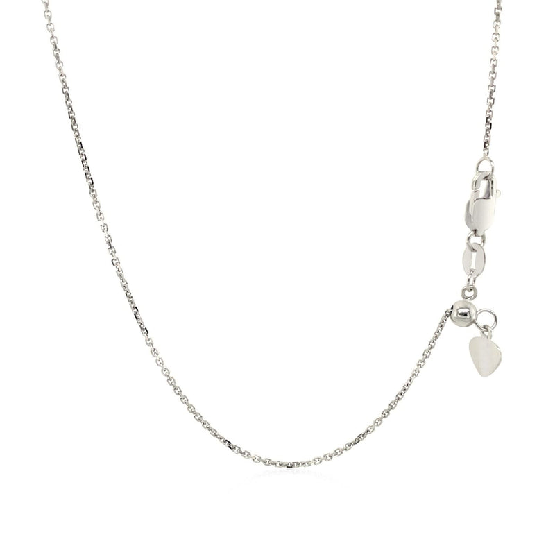 10k White Gold Adjustable Cable Chain 0.9mm 10K white gold cable chain 0.9mm with adjustable clasp