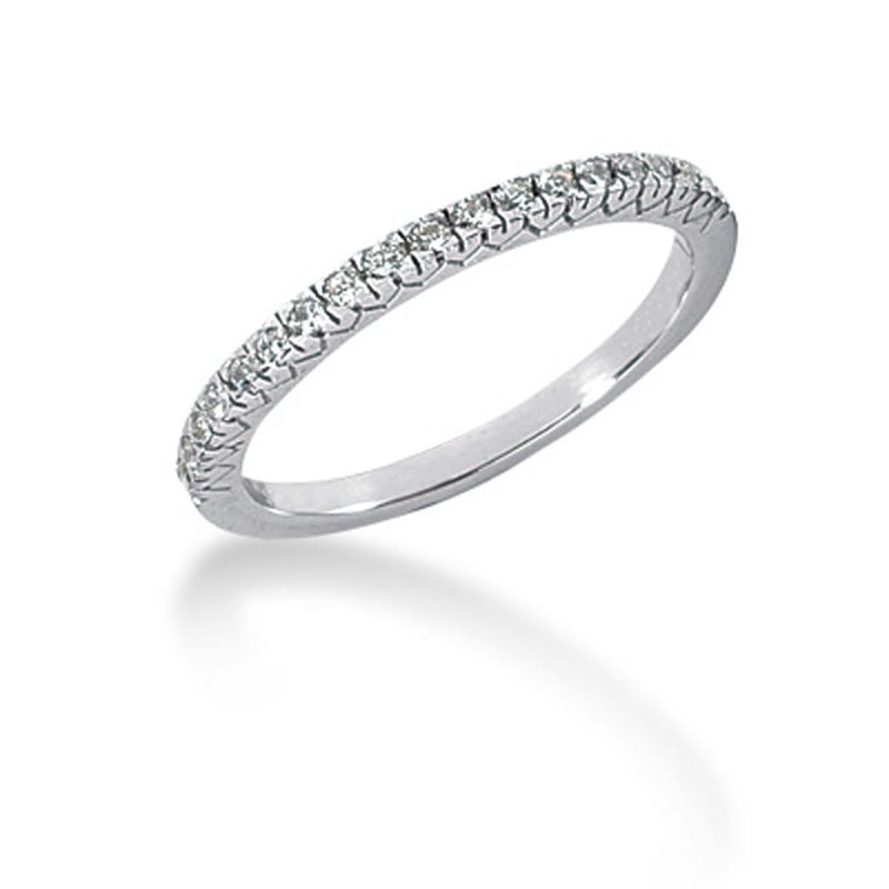 14k White Gold Engraved Fishtail V Pave Diamond Wedding Ring Band 14K white gold ring with pave-set round diamond stones and fishtail detail