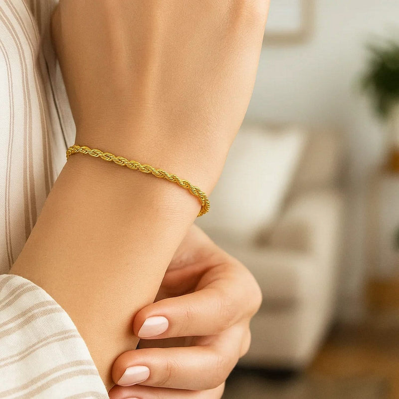 14k Yellow Gold Solid Rope Bracelet (2.50 mm) Product Image