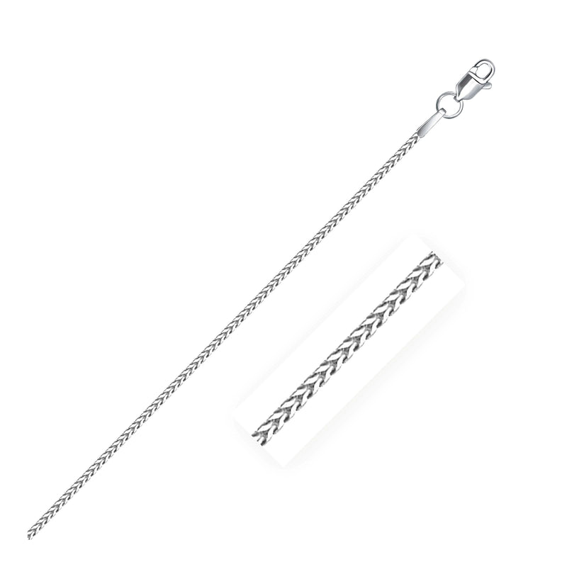 14k White Gold Franco Chain (1.20 mm) 14K white gold Franco chain with 1.20 mm square-cut interlocking links