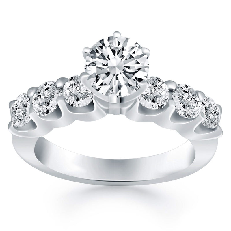 14k White Gold Shared Prong Diamond Engagement Ring 14K white gold ring with shared prong diamond stones set across the band