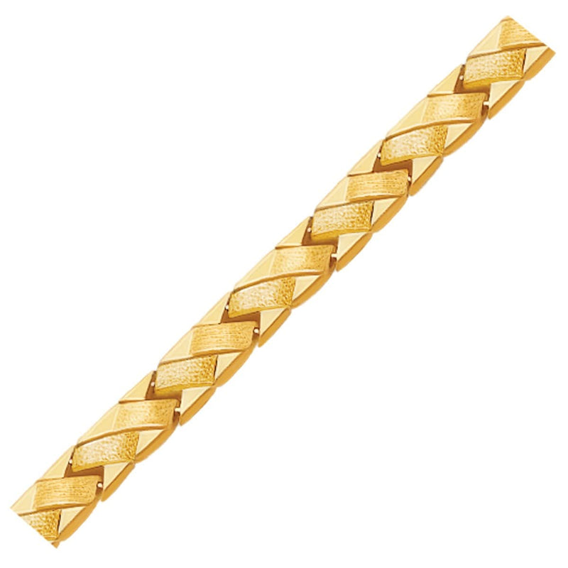 14k Yellow Gold Fancy Basket Weave Line Bracelet (4.85 mm) 14K yellow gold fancy basket weave line bracelet, 4.85 mm width