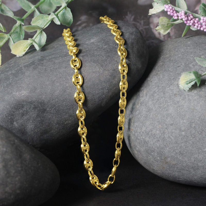 14k Yellow Gold Puffed Mariner Link Chain (4.70 mm) 14K yellow gold puffed mariner link chain, 4.70 mm width