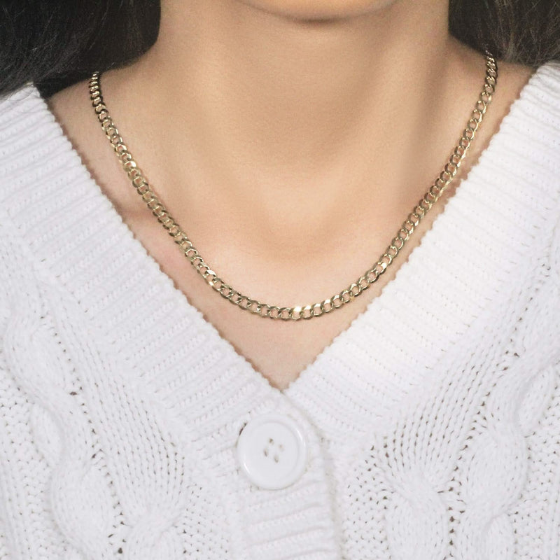 10k Yellow Gold Curb Chain (4.70 mm) 10K yellow gold Cuban curb chain with flattened interlocking links at 4.70 mm