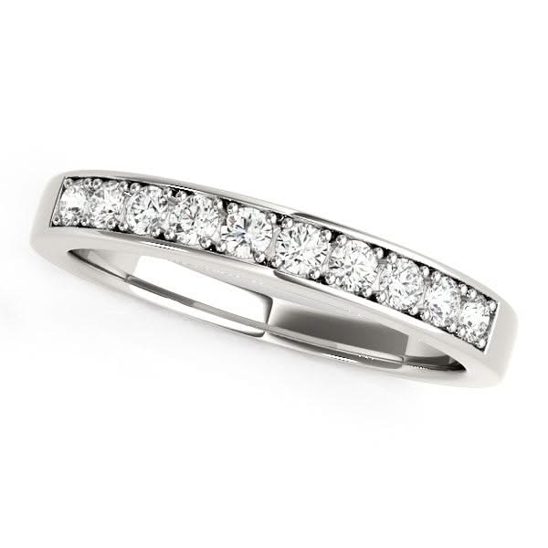 14k White Gold Classic Diamond Wedding Band (1/4 cttw) 14K white gold ring with channel-set round diamonds across the band
