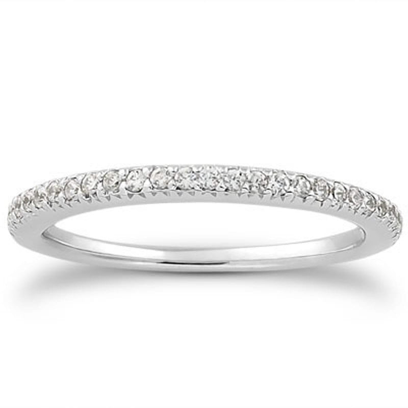 14k White Gold Fancy Engraved Pave Diamond Wedding Ring Band 14K white gold ring with pave-set diamond stones on an engraved band