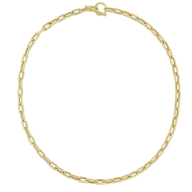 14K Yellow Gold Paperclip Toggle Link Necklace 14K yellow gold paperclip toggle link necklace with polished oval links