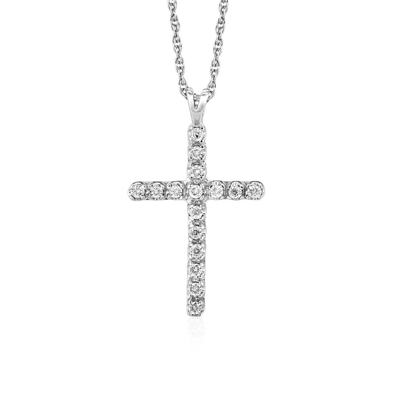 Cross Pendant with Diamonds in Sterling Silver 925 sterling silver cross pendant with diamond stones along the arms