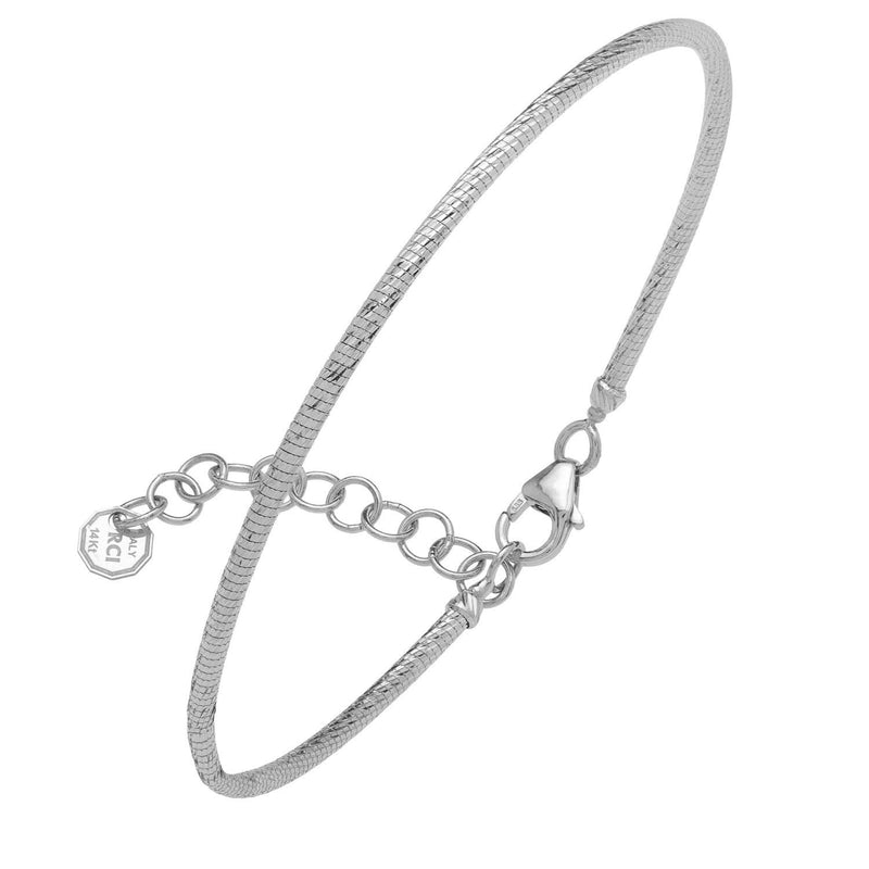 14K White Gold Diamond Cut Stack Bangle Bracelet (1.80 mm) 14K white gold diamond-cut slip-on stack bangle bracelet, 1.80 mm width
