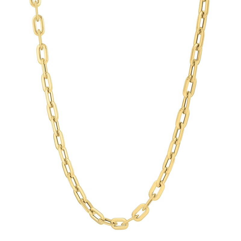 Oval Domed Paperclip Necklace in 14K Yellow Gold (5.30 mm) 14K yellow gold paperclip necklace with domed oval links, 5.30 mm width