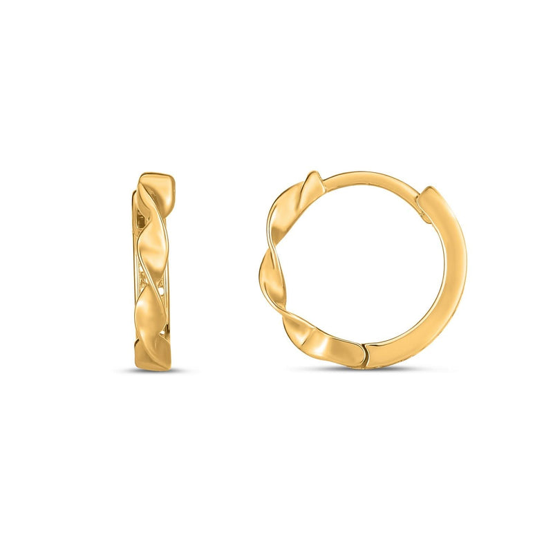 14k Yellow Gold Twist Huggie Hoops 14K yellow gold twist huggie hoop earrings with rope pattern