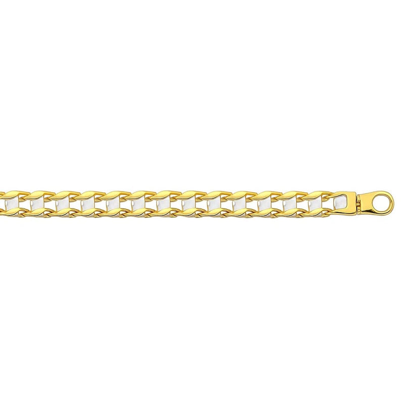 14k Two-Tone Gold Mens Bracelet with S Style Bar Links (7.85 mm) Product Image