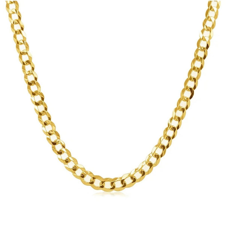 14k Yellow Gold Solid Curb Chain (4.70 mm) 14K yellow gold Cuban curb chain, 4.70 mm solid flat interlocking links
